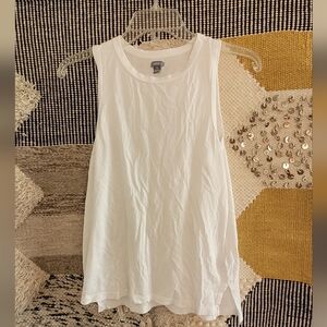 Aerie Classic White Distressed Tank Top Xs